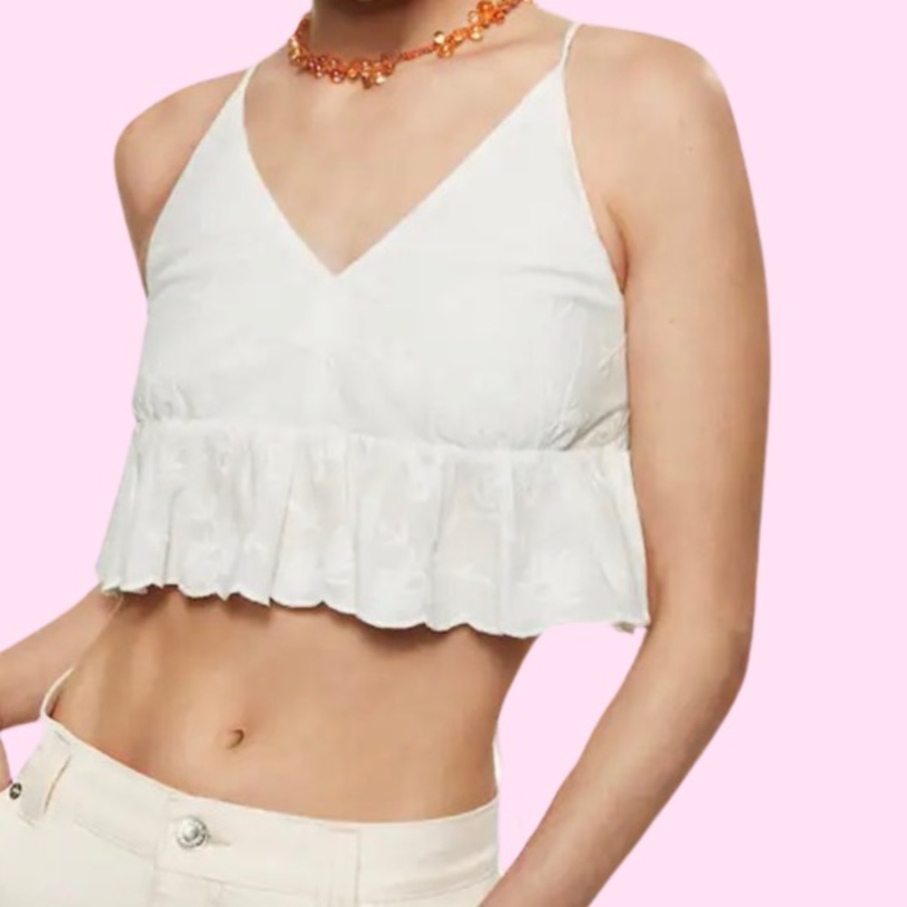 MANGO NWT Embroidered cotton top size medium